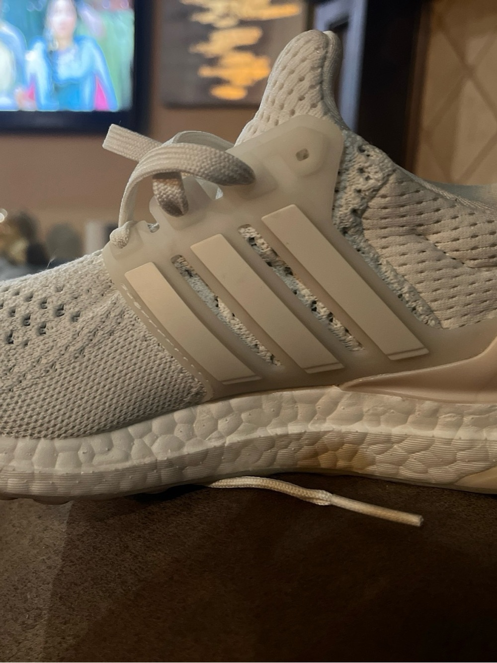 Women’s White with light pink ultra boost Athletic Sneakers